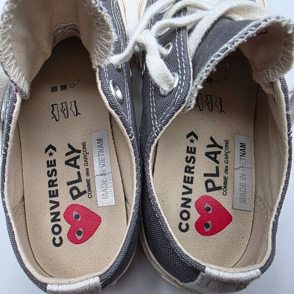 Converse Comme Des Garcons CDG PLAY x Chuck 70 Womens Sz 5 Low Steel Grey Shoes - Picture 6 of 13